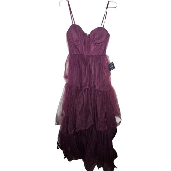New Lulus Plum Purple Tulle Bustier Tiered Maxi Dress SZ S - Picture 4 of 11